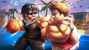 Two players fighting each other in Basketball Zero