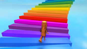 A player climbing on Stairs