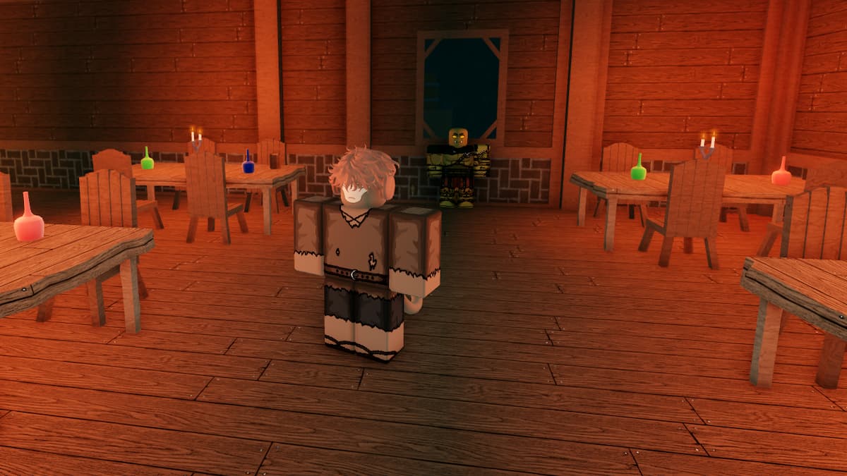 A player standing in a room in RogueBlox