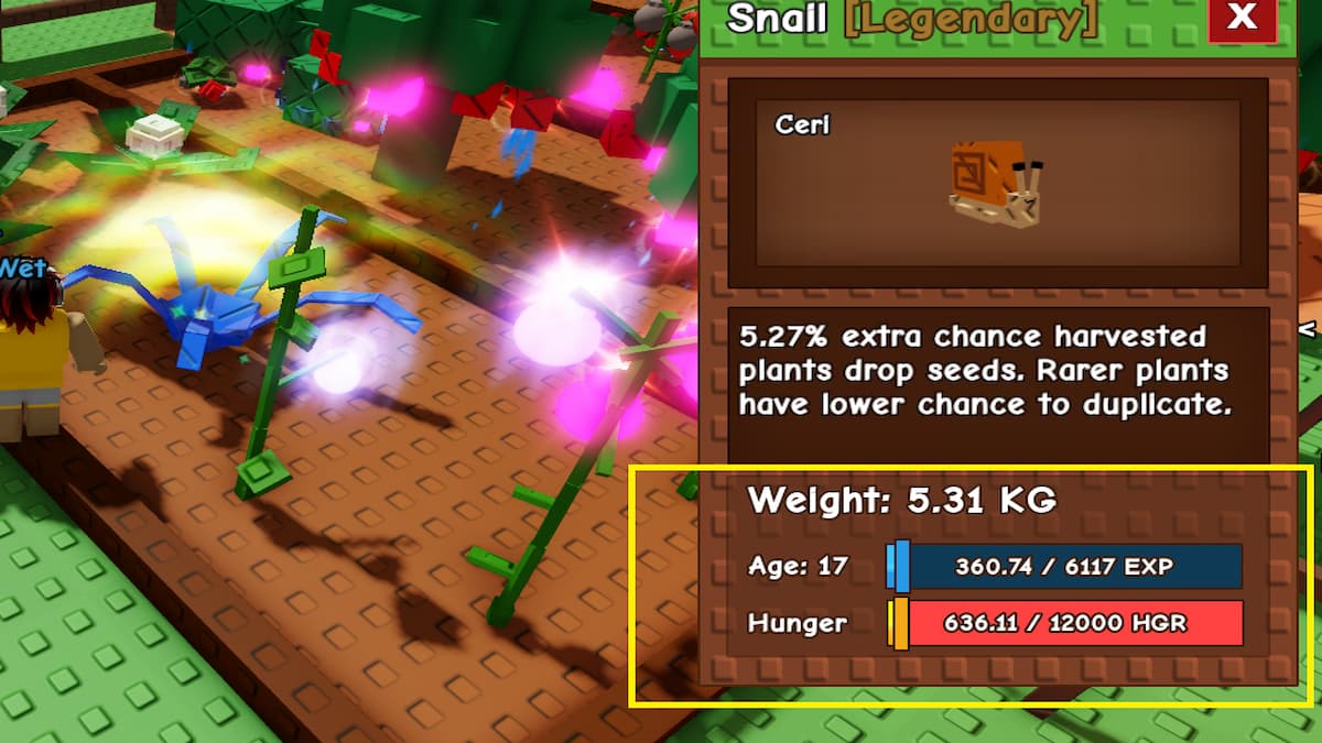 The Hunger Rating System in Grow A Garden