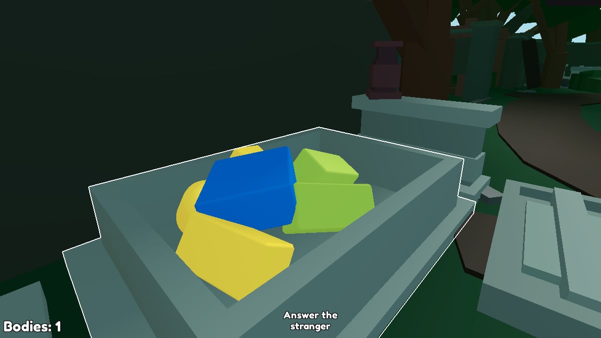 Hide a body in a stone grave in Cemetery Map
