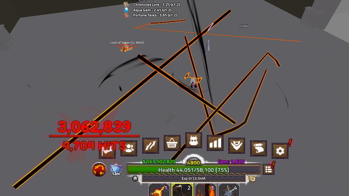 A player fighting against lord of the saber