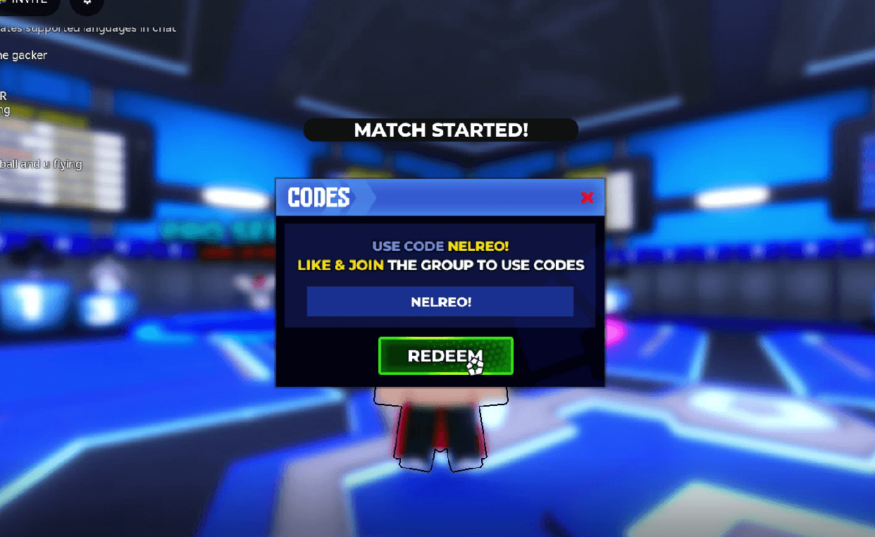 The Blue Lock code redemption text box