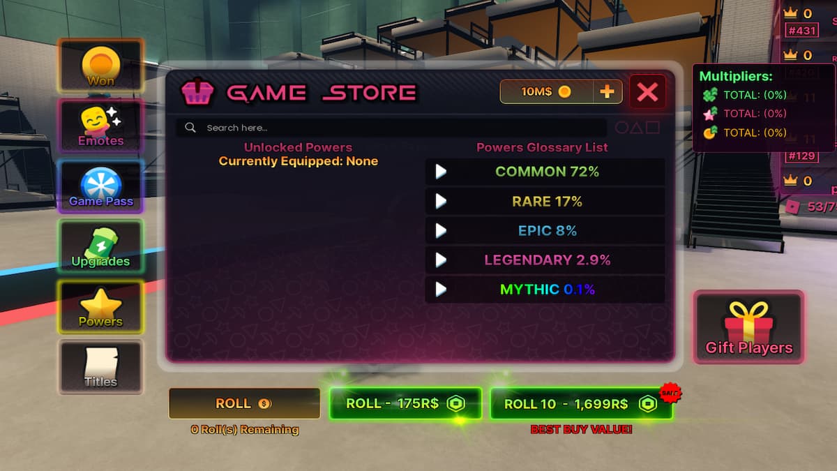 The Power Menu in Roblox