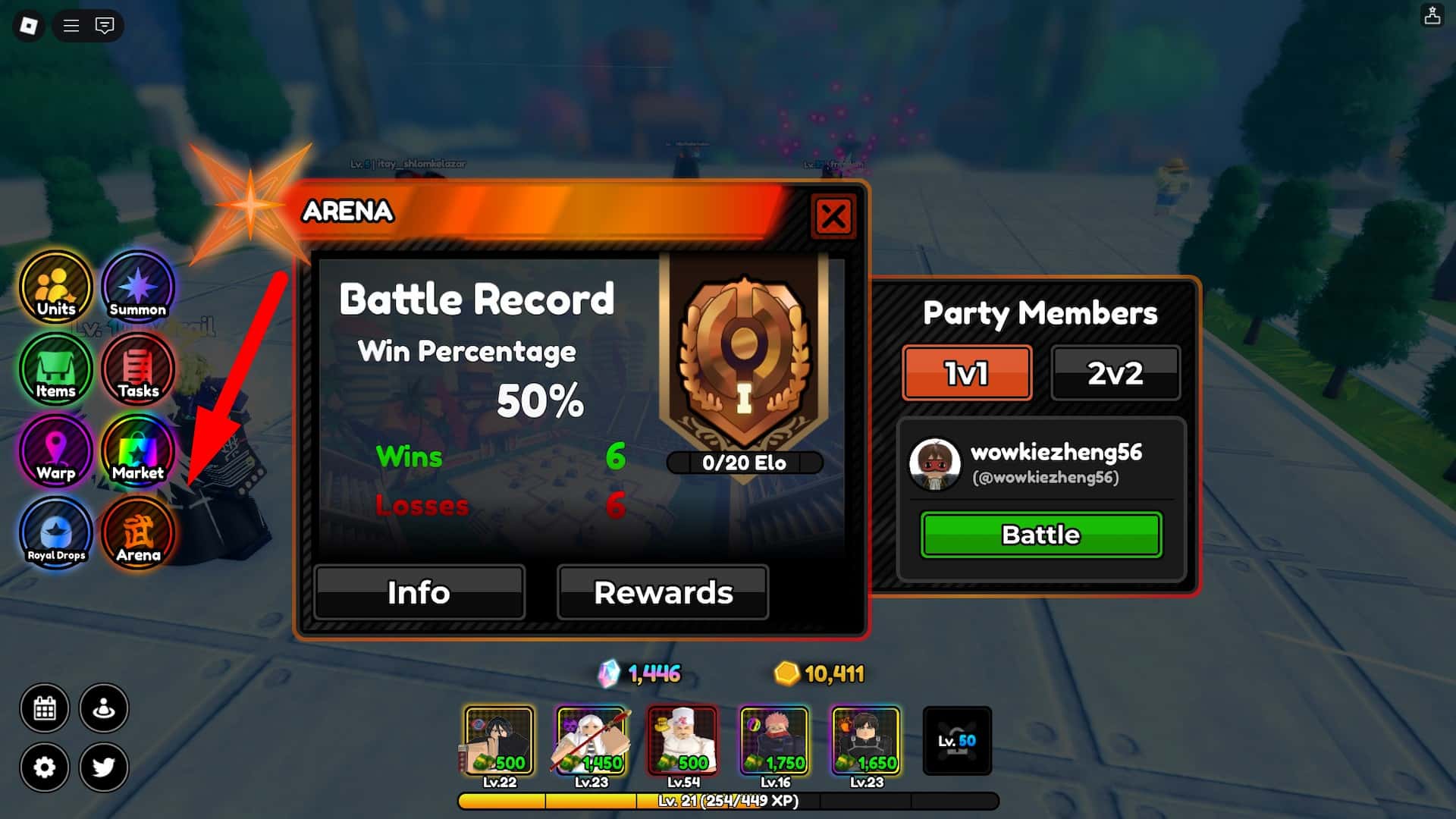 All Star Tower Defense X Roblox experience Ranked Arena PvP lobby menu