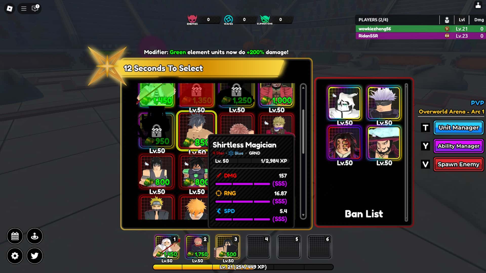 All Star Tower Defense X Roblox experience Ranked Arena PvP unit selection menu