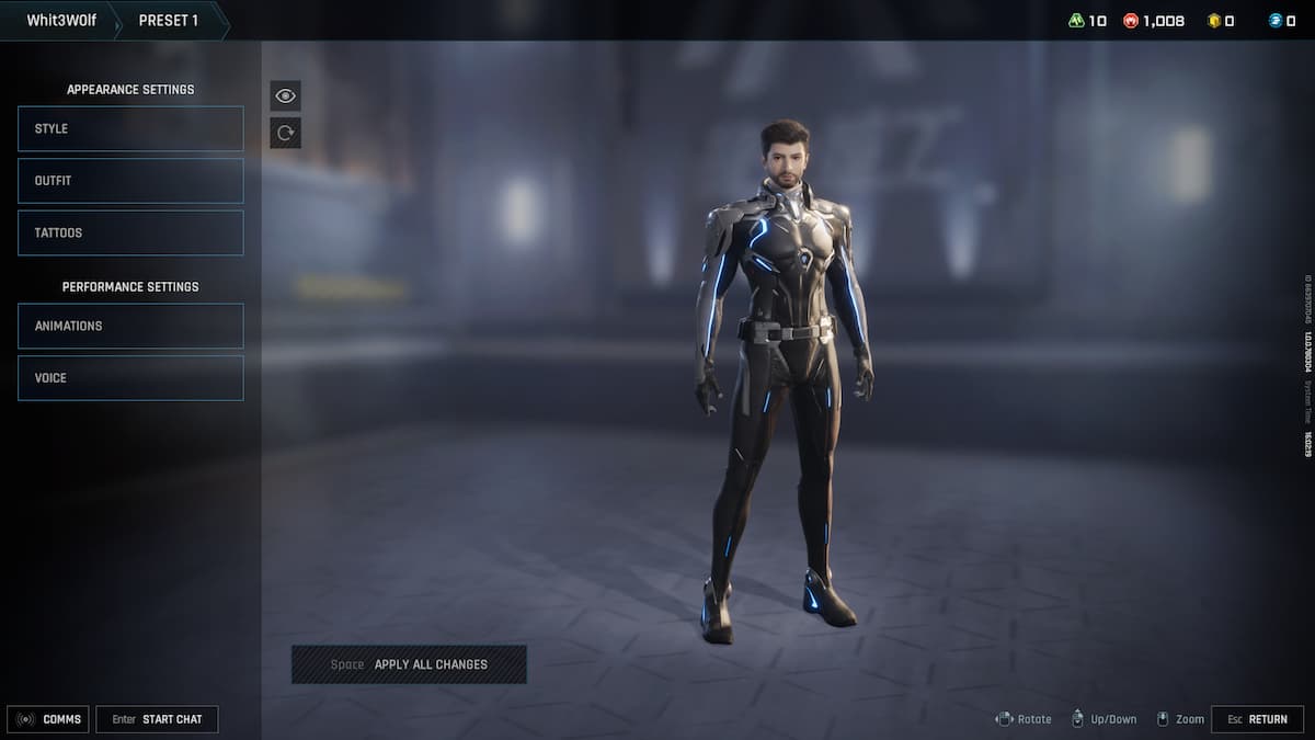 Customize your pilots through this screen.