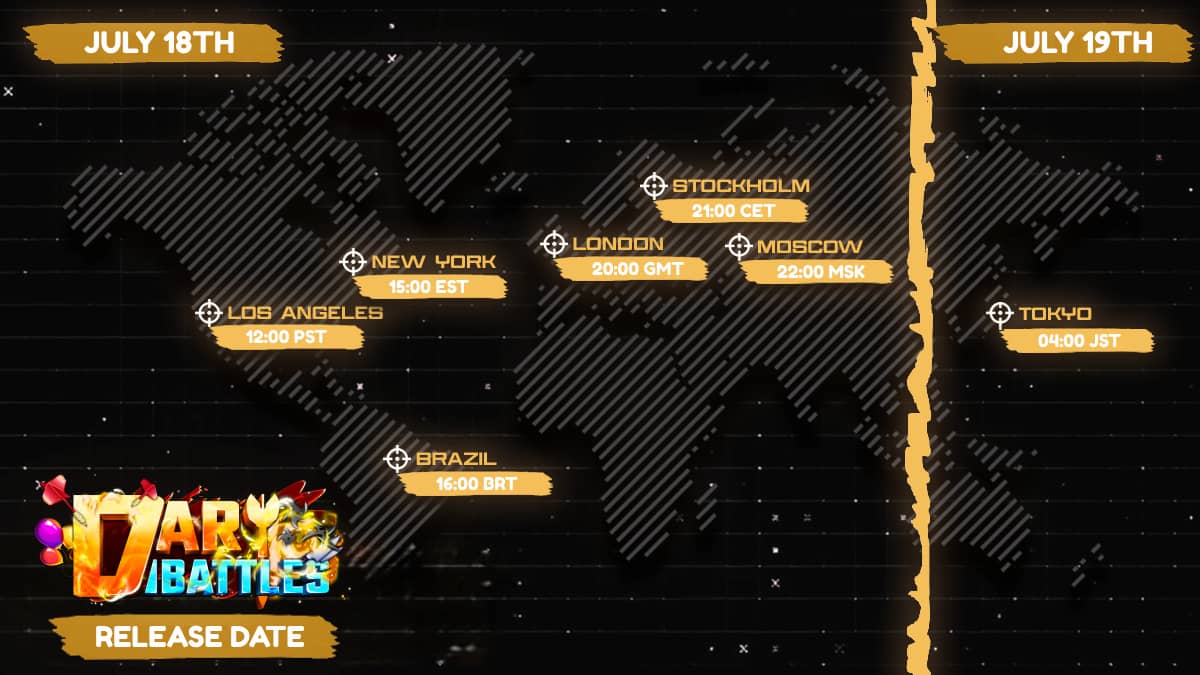 Screenshot of the Dart Battles release time.