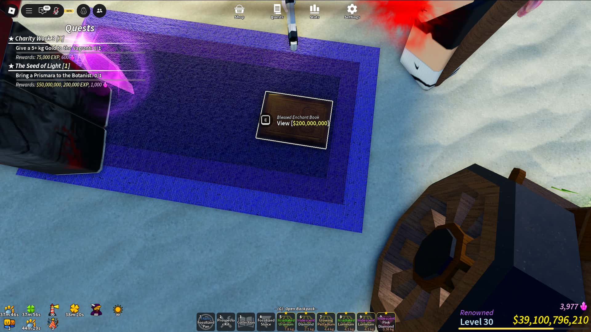 How to use and get enchant books in Prospecting Roblox experience