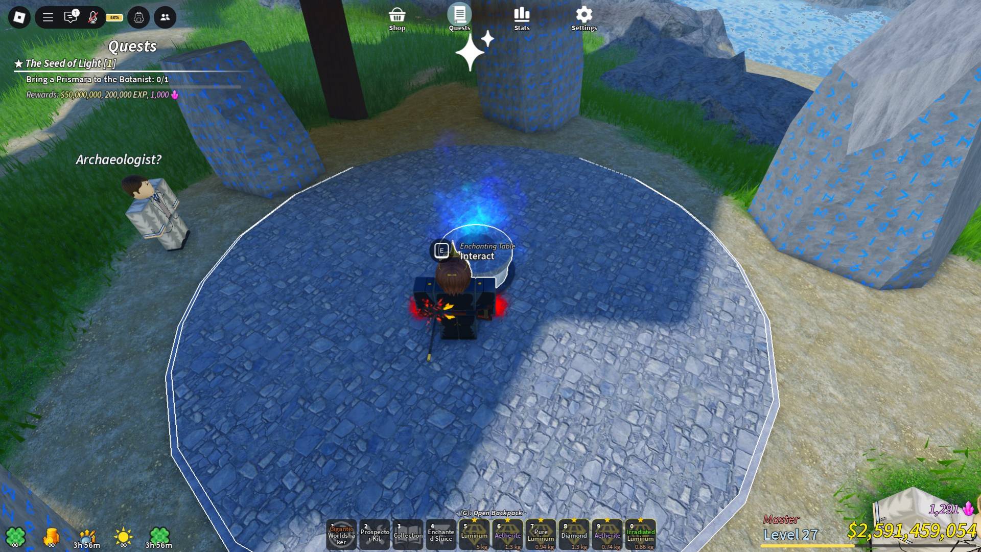 How to enchant items in the Prospecting Roblox experience