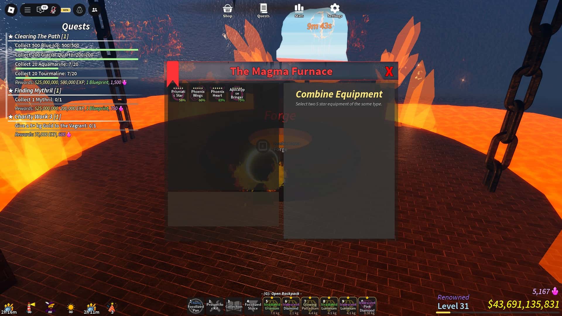 How to forge items in Prospecting Roblox
