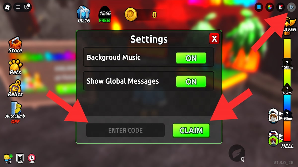 How to redeem Hell to Heaven Climb codes