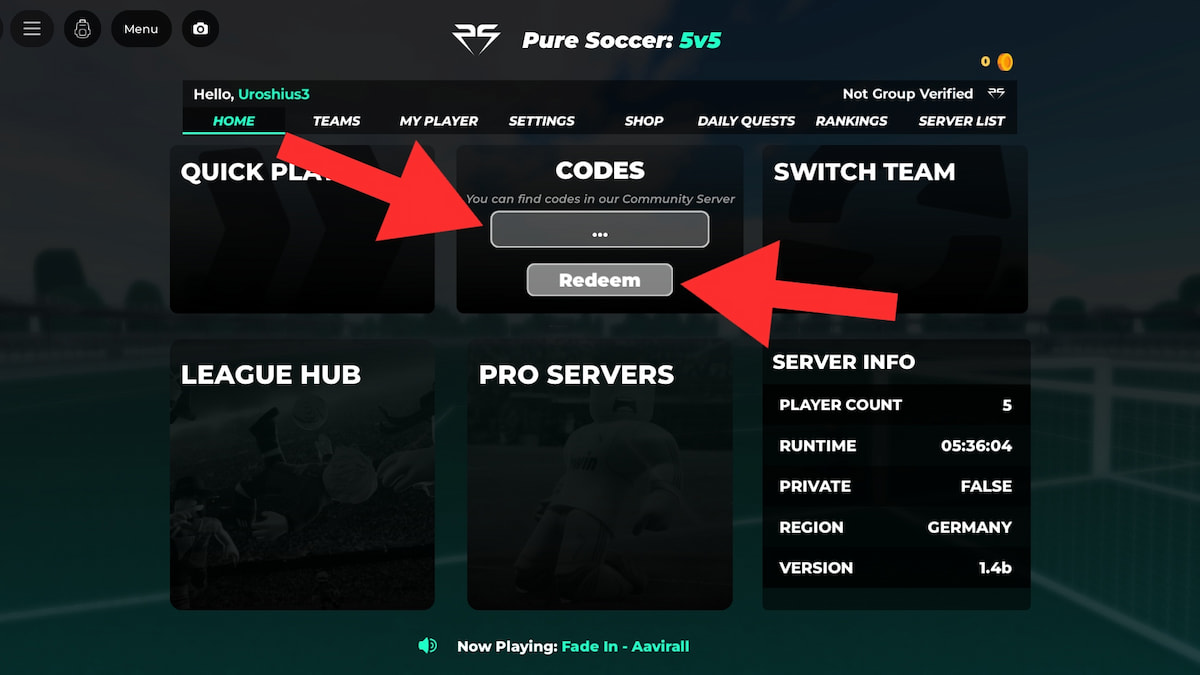 How to redeem Pure Soccer codes