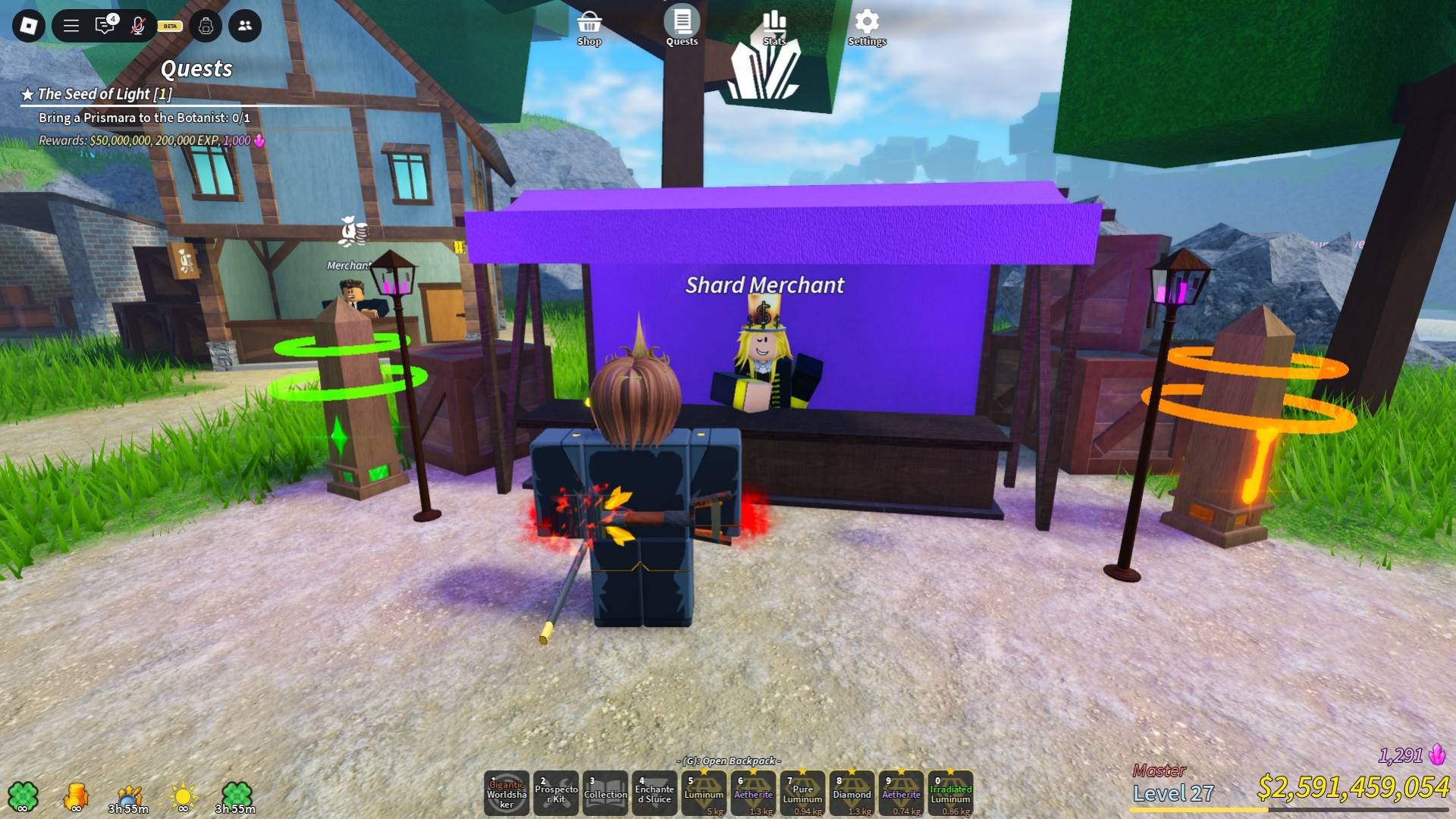 How totems and meteor shards work in the Prospecting Roblox experience