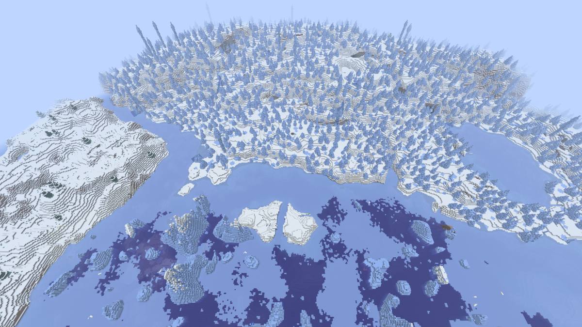 Minecraft Ice Biome with ice spikes and islands