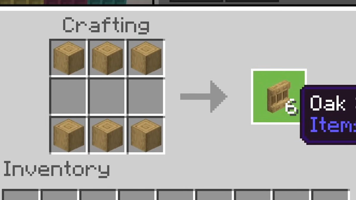 Minecraft shelf crafting recipe