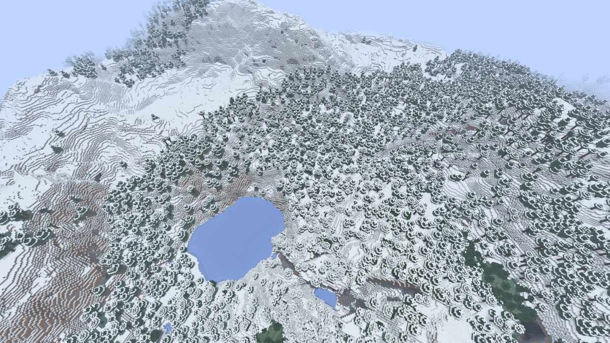 Minecraft massive ice biome with lake in the middle