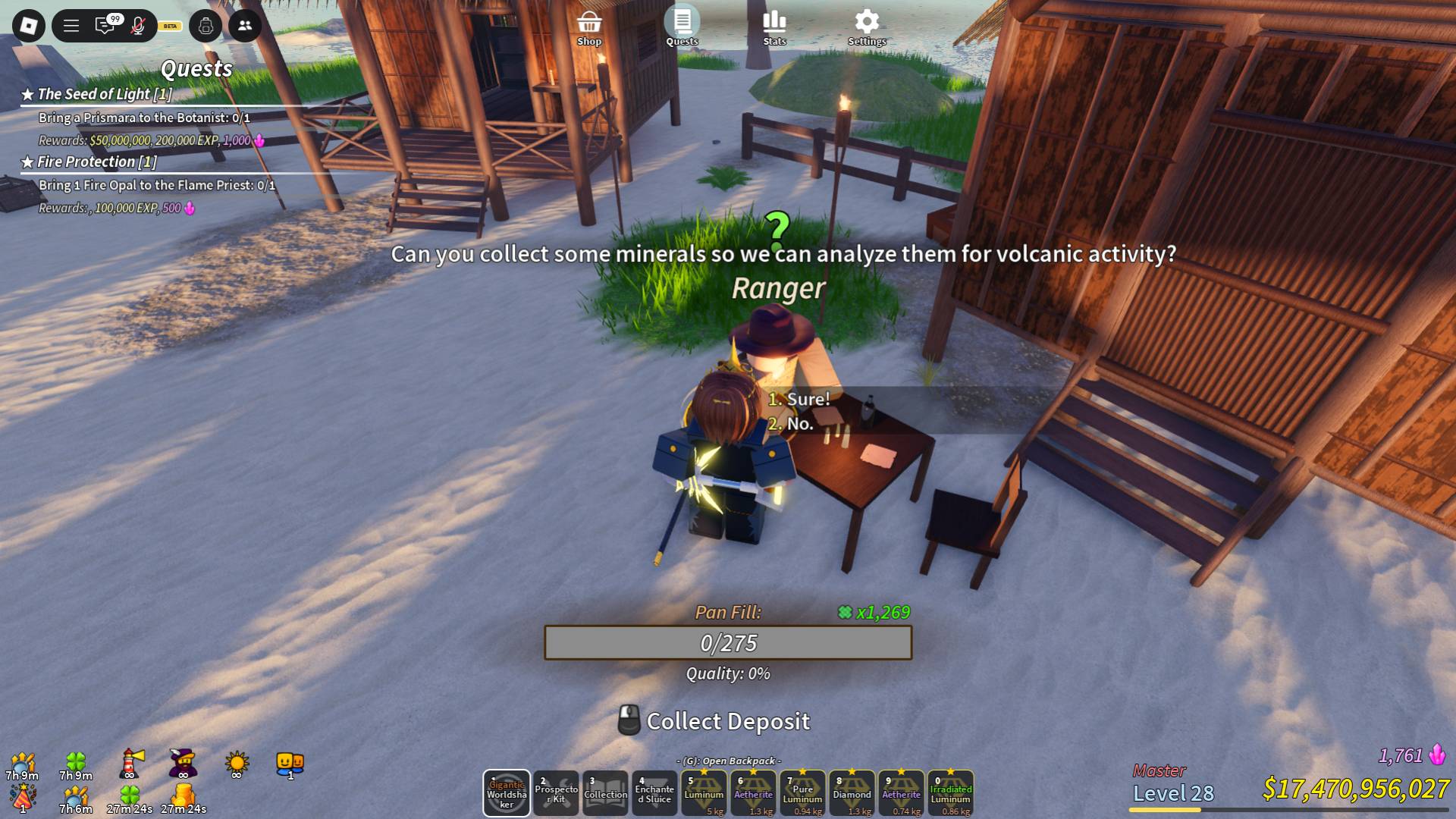 New quest npcs in the Volcano Islands in Prospecting Roblox experience