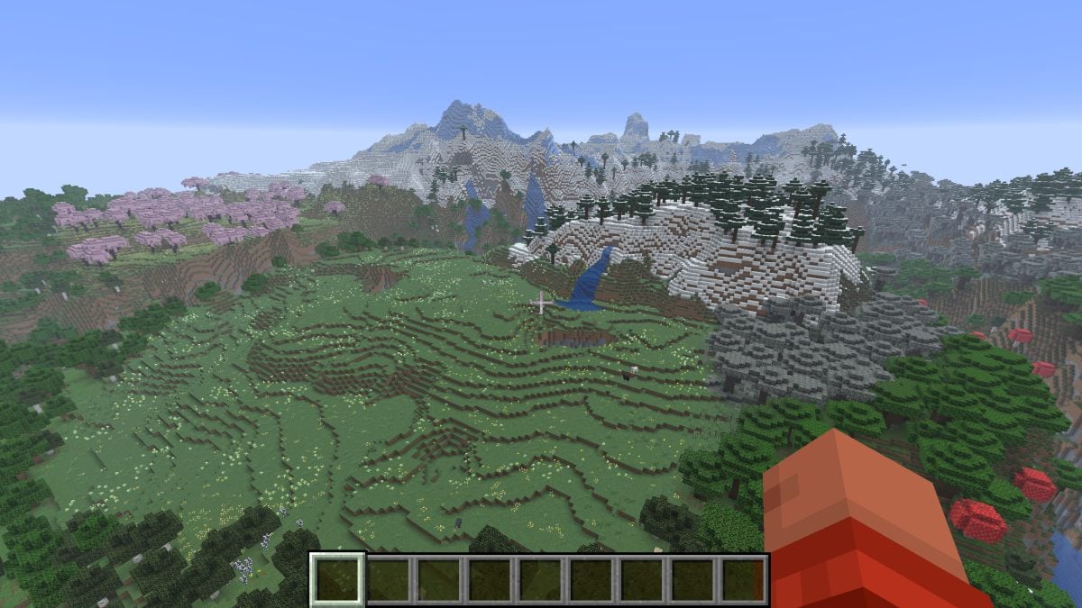 Pale Garden, Cherry Grove, Icy Peaks, Mountains and scenic view in Minecraft