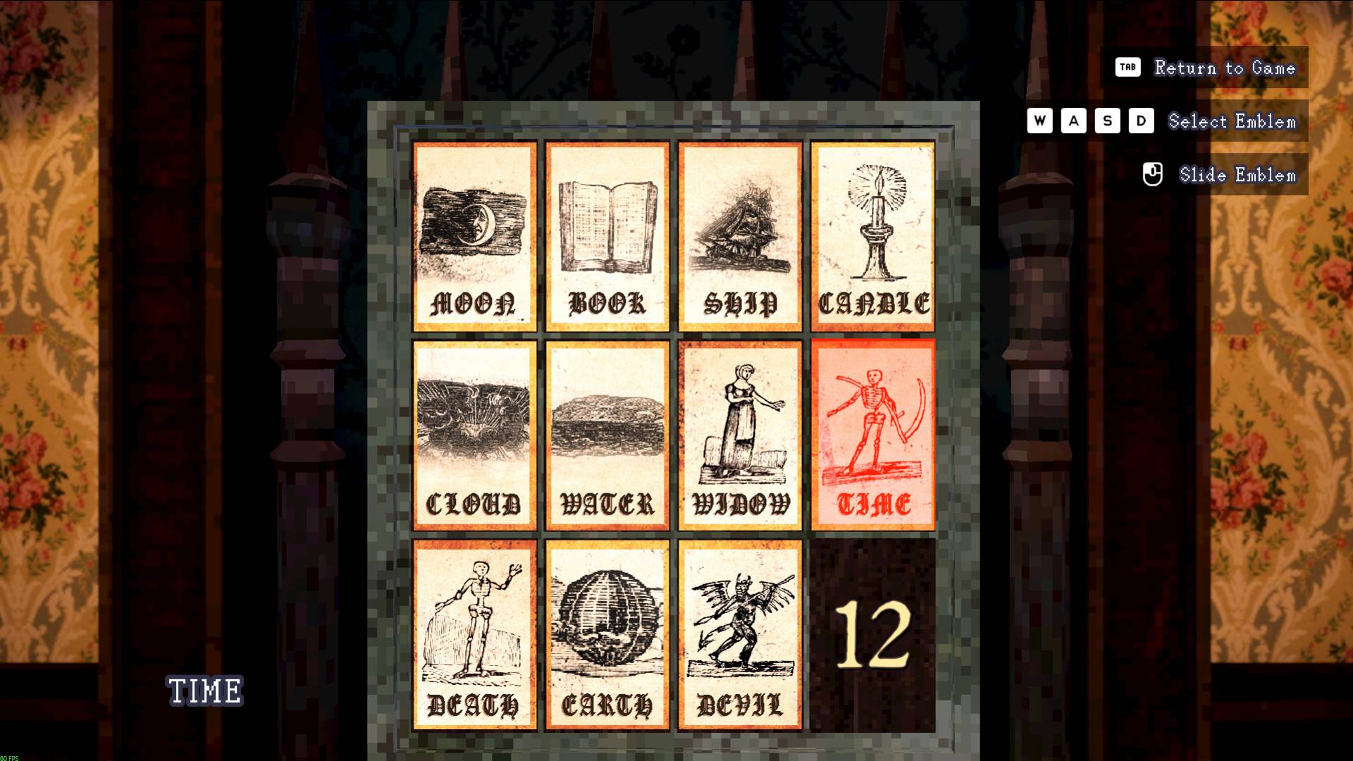 Tiles and clocks puzzle solution in Heartworm