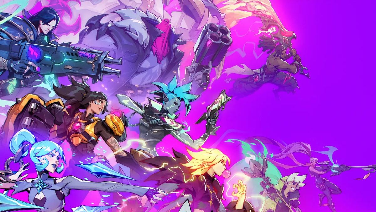 Supervive cover art with all characters ready for battle