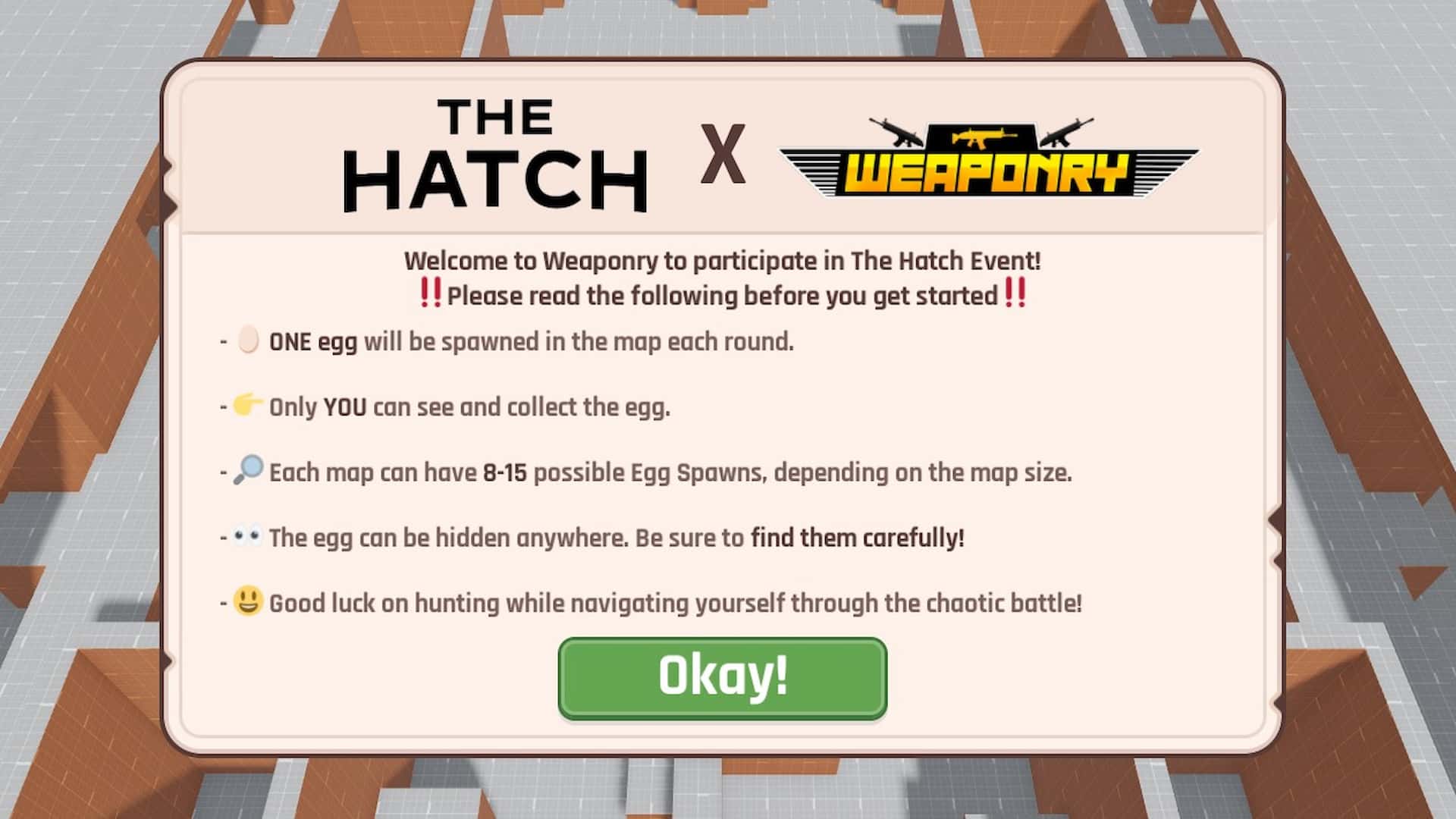 How to get the air biome egg in the Weaponry experience in the Roblox The Hatch event.
