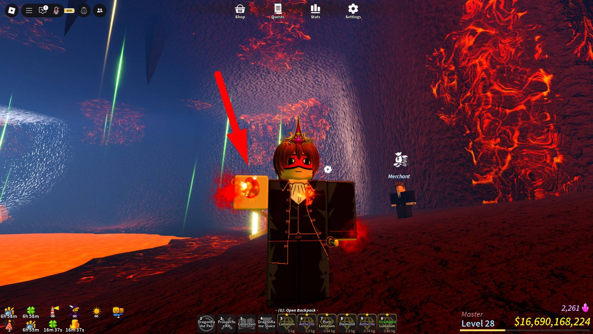 Where to find fire opal in Prospecting Roblox experience
