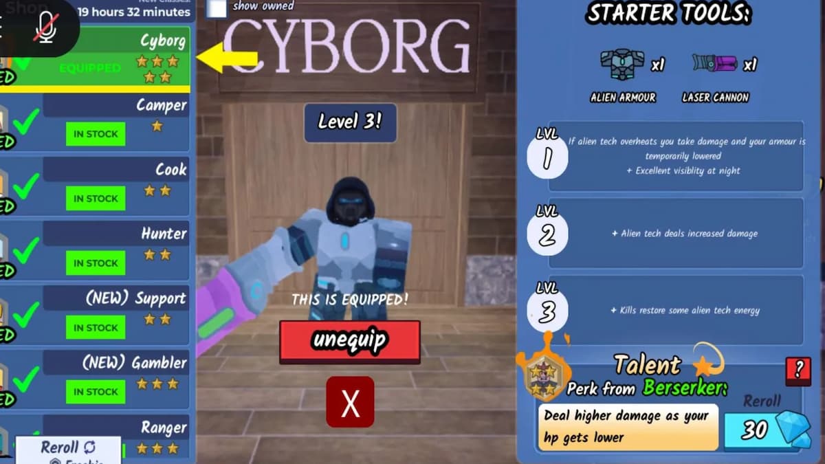The Forest Talent Selection Menu