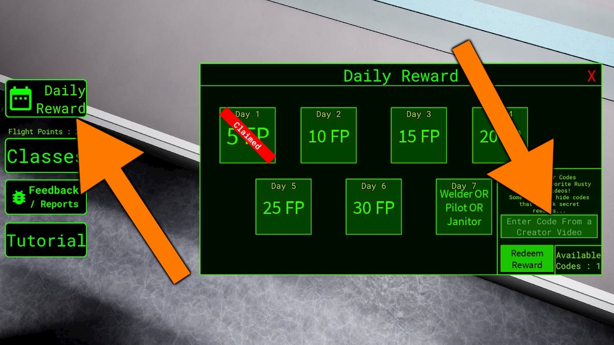 How to redeem Rusty Plane codes.