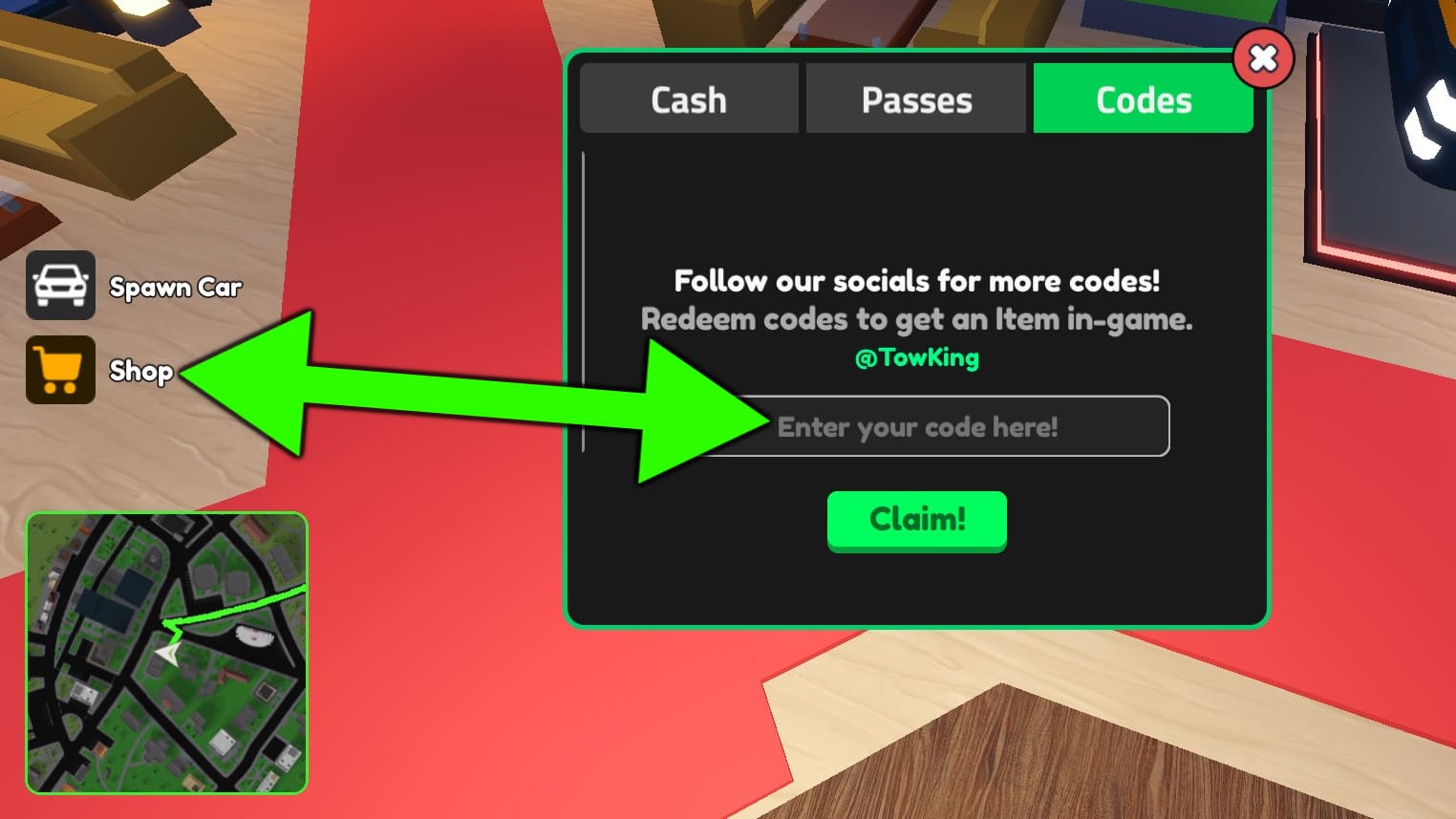 How to redeem Tow King codes.