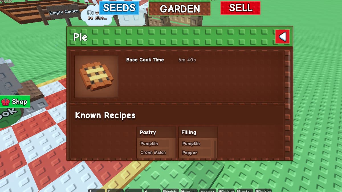 Pie Recipe in Grow a Garden