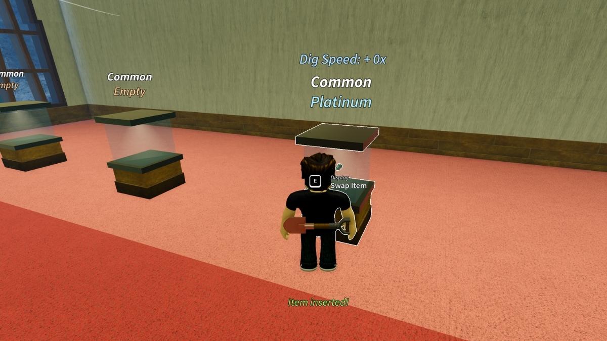 Adding item to display in Museum