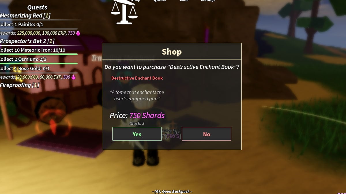 Purchase Enchant Book from Traveling Merchant in Prospecting