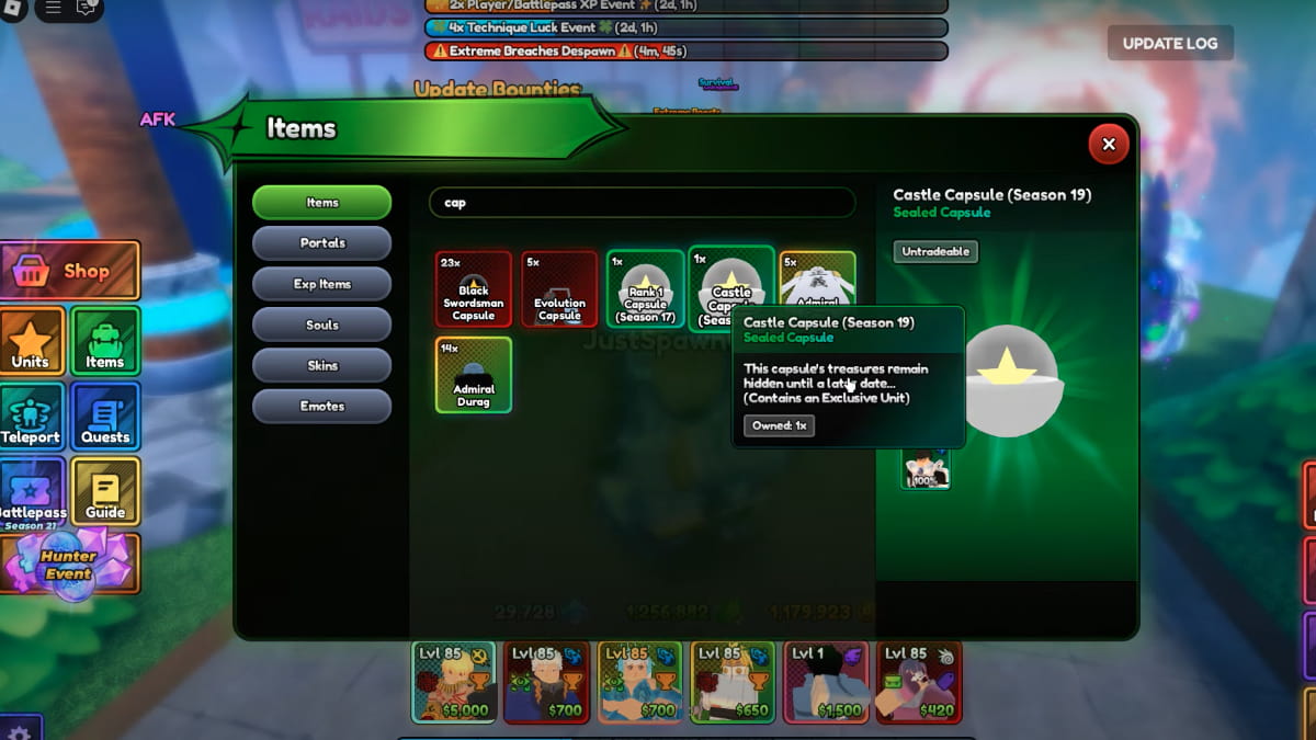 Season 19 Castle Capsule in Anime Last Stand