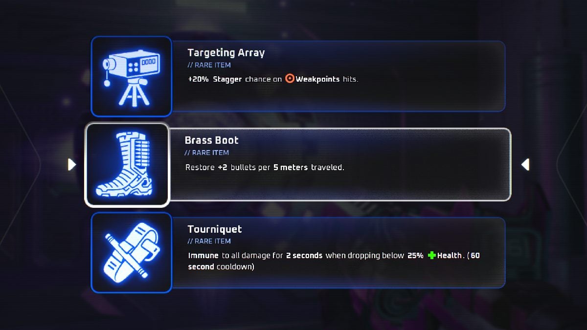 Deadzone Rogue Item selection menu
