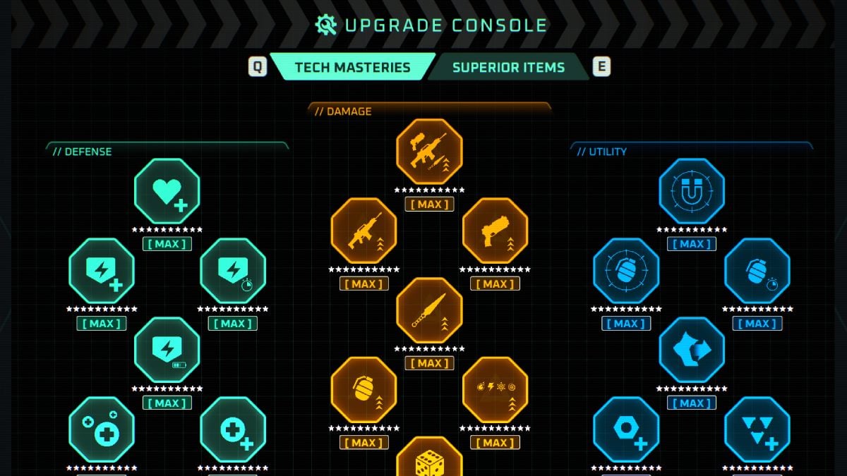 Deadzone Rogue tech tree upgrades maxed out