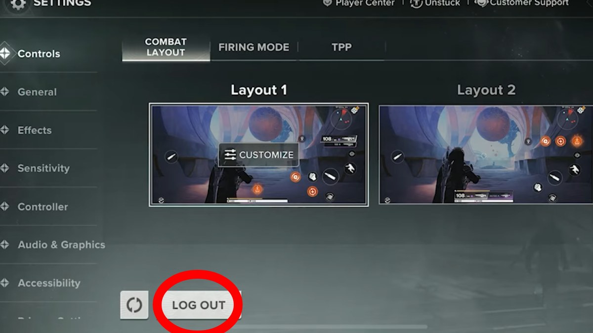 Destiny Rising Log Out of guest account