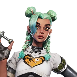 Farlight 84 character splash art Ceanna girl with white shirt, light green hair, holding a screw
