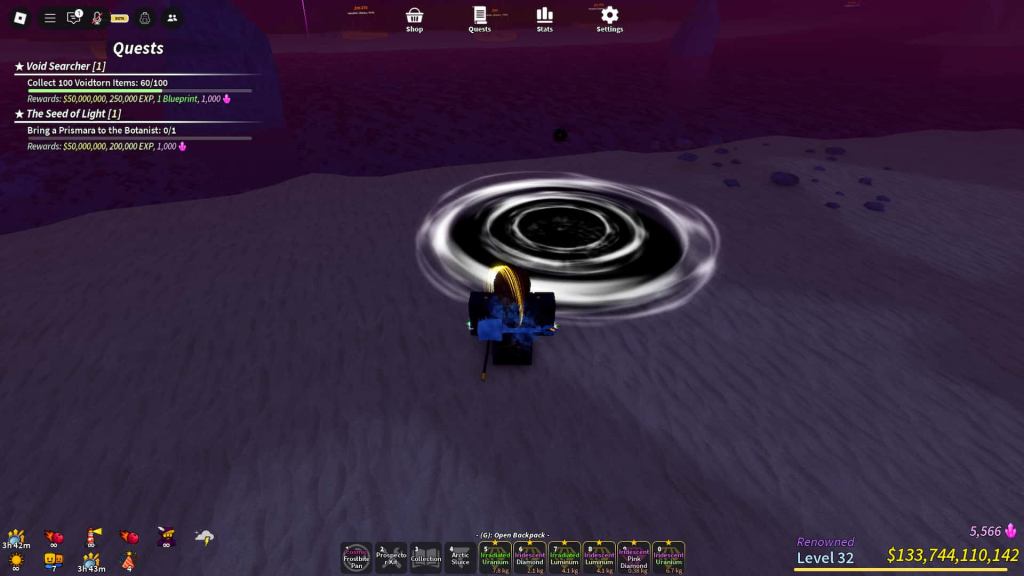 How to enter the Void in Prospecting Roblox experience