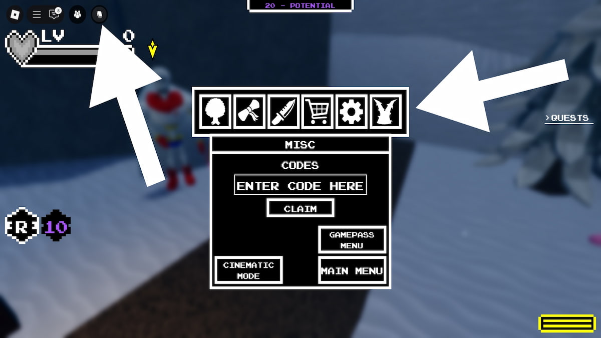 How to redeem codes in Undertale Fractured Time.