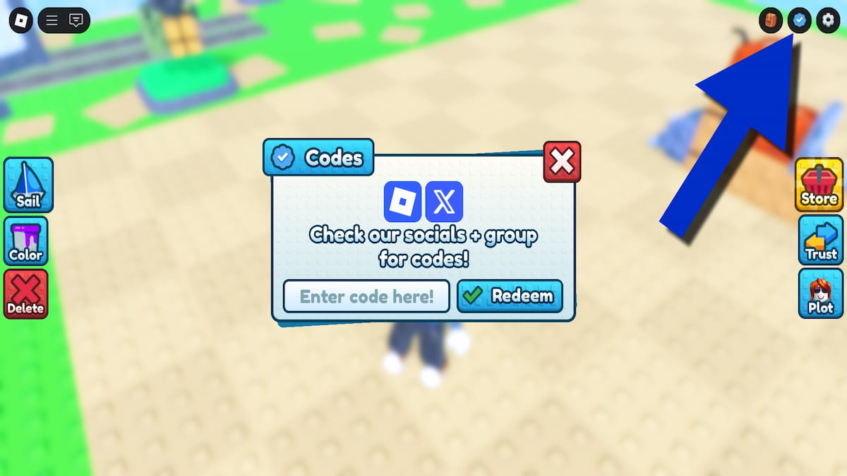 How to redeem codes in Make a Boat