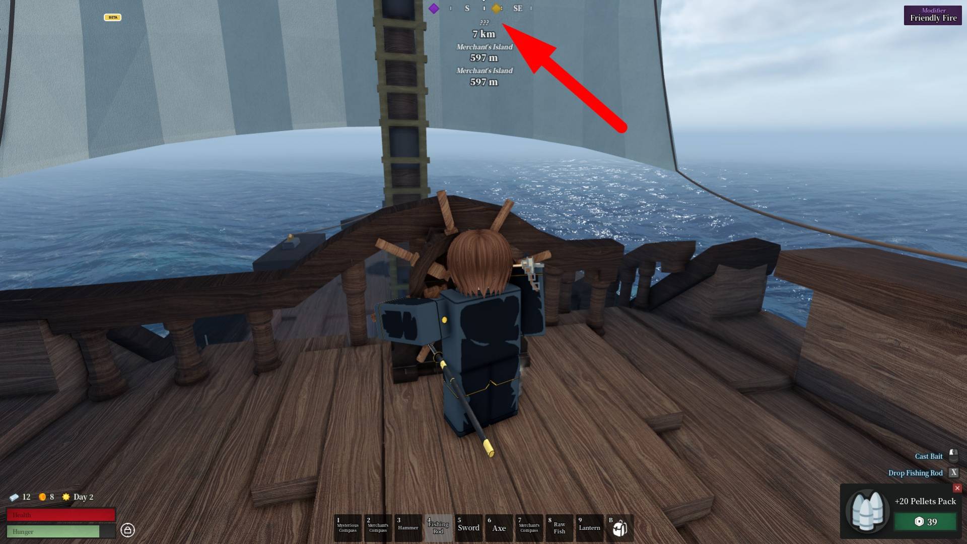 How to use the compass and find the kraken, cursed weapons, and Merchant Islands in the Voyagers Roblox experience