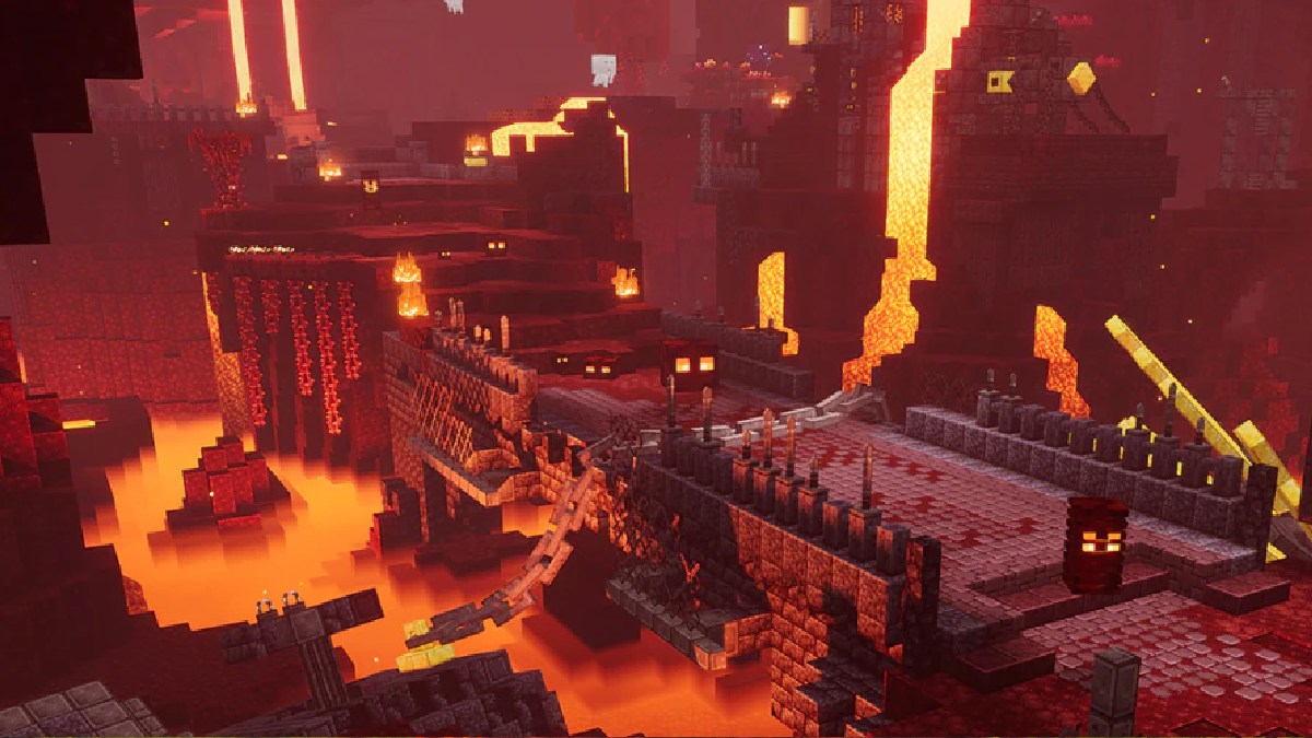 Minecraft best nether seeds nether biome red area with lava and monsters