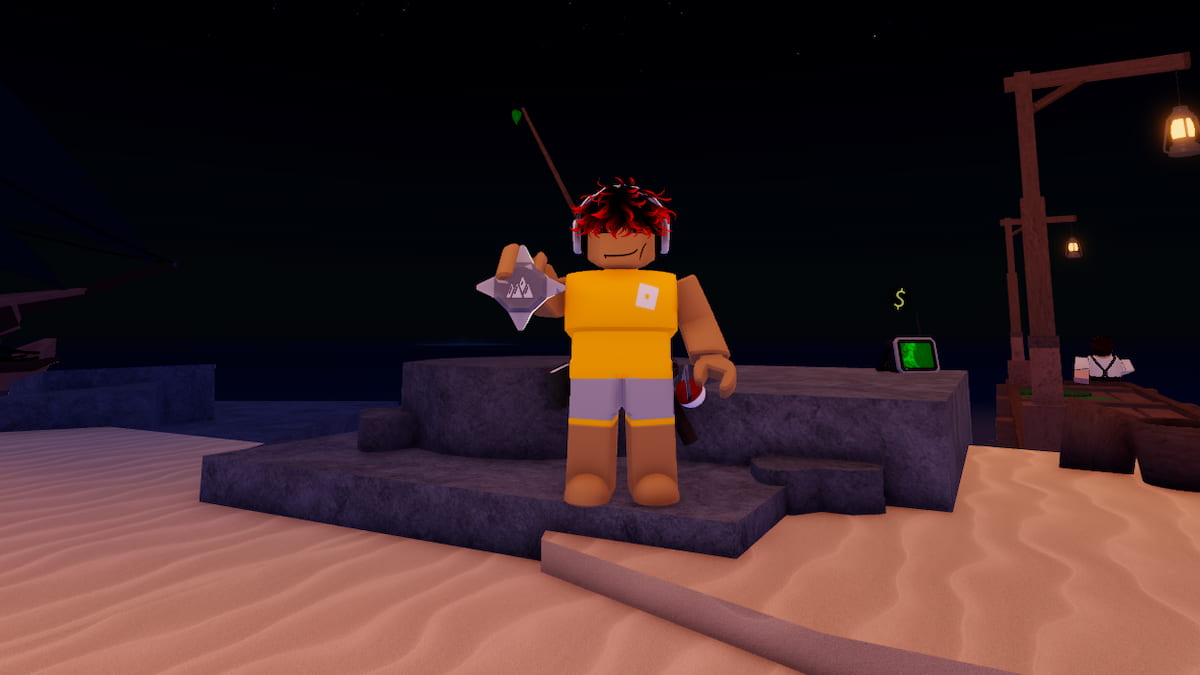 A player holding a Keystone in Fisch