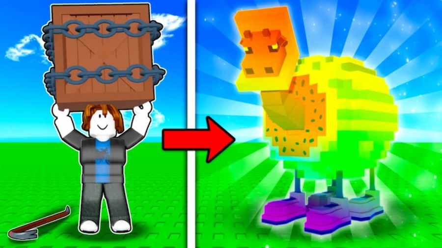 A player holding a crate in Roblox