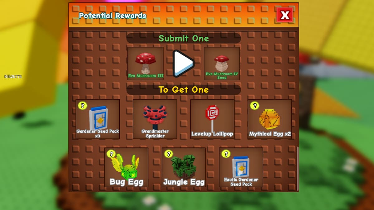 The Seed Stage Reward menu