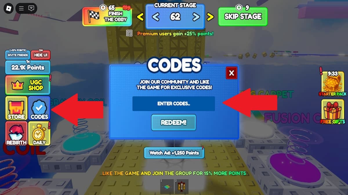 How to redeem Free UGC Obby Codes
