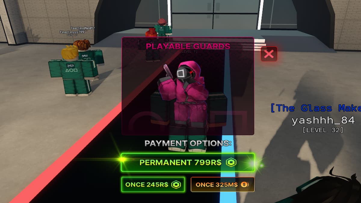 The Guard Payment menu