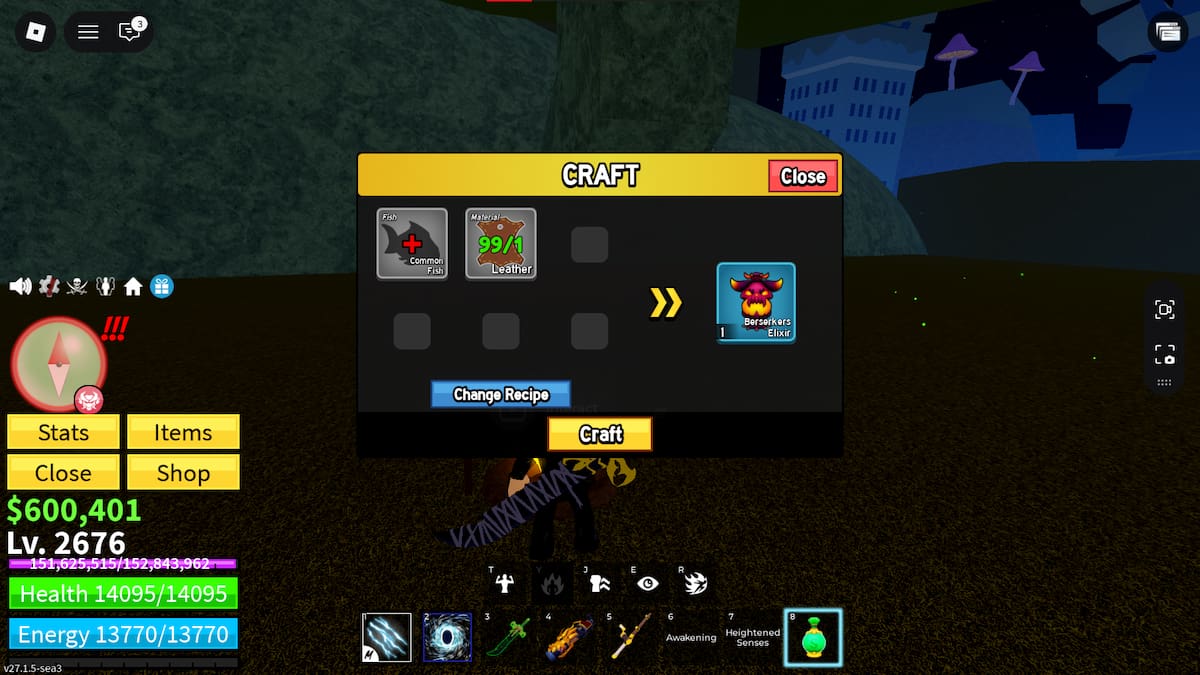 Potions Crafting in Blox Fruits