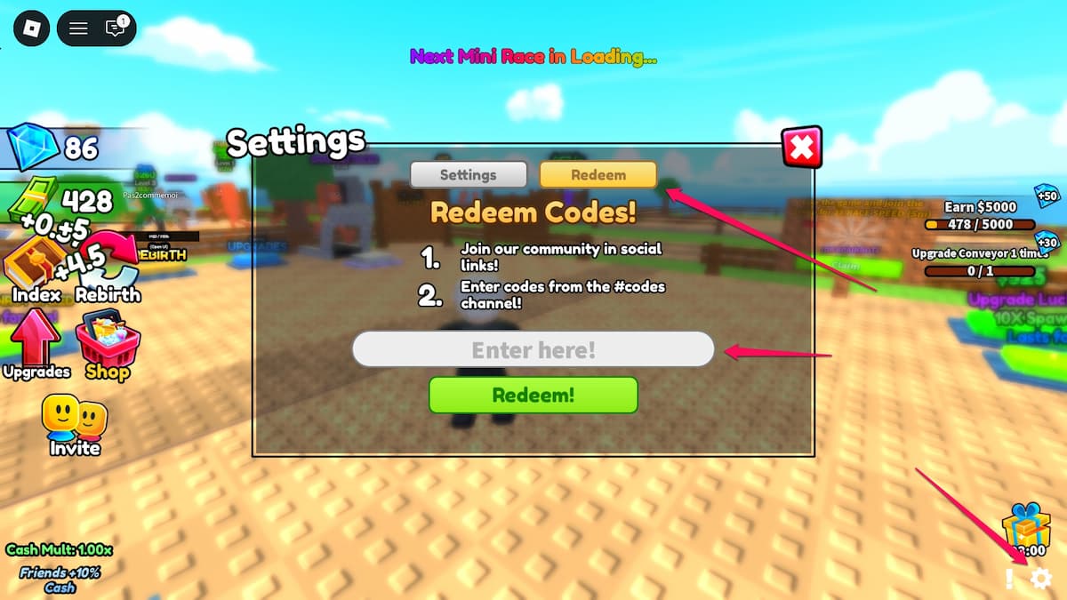 Race a Brainrot Code Redemption Window